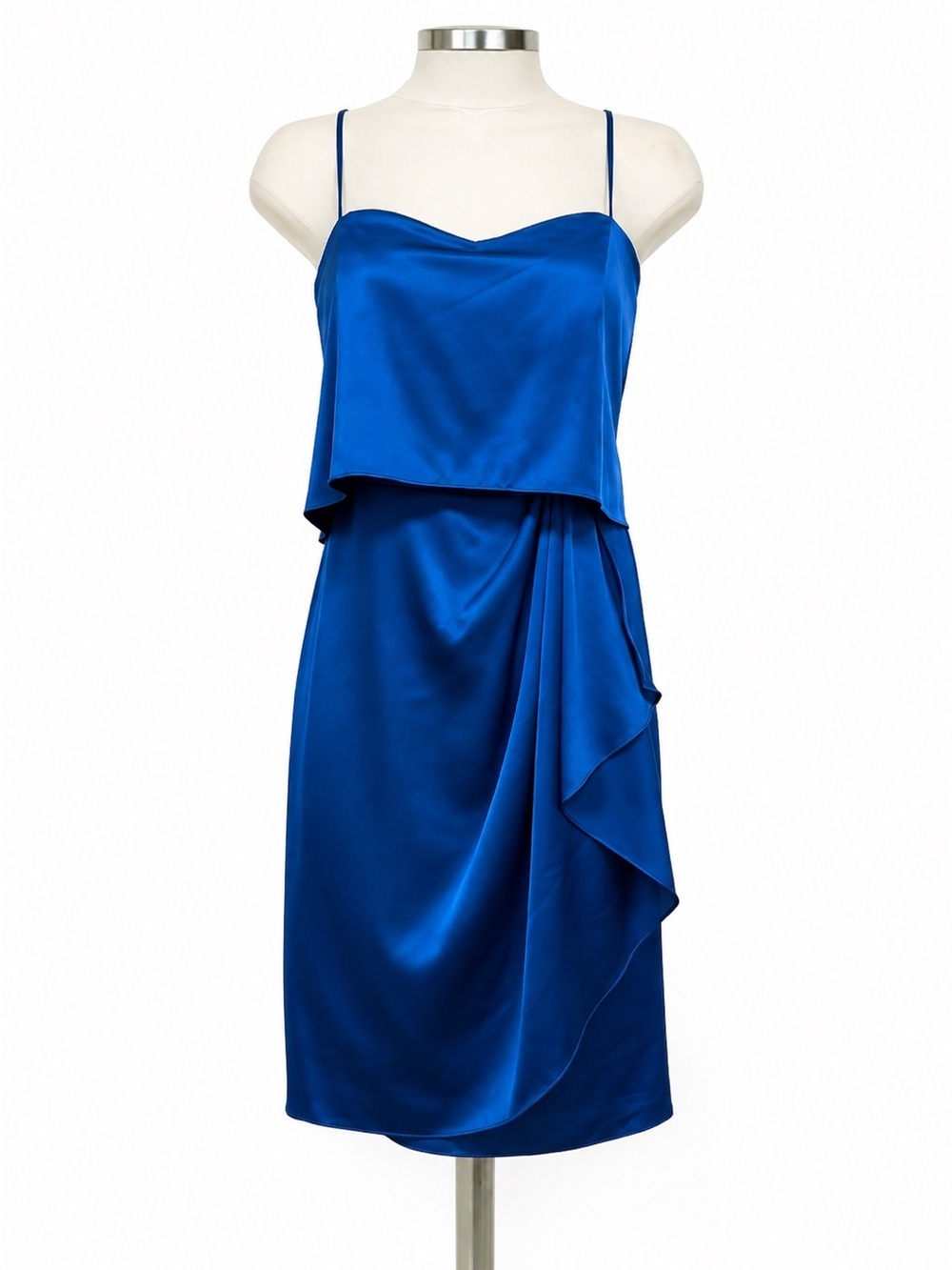 Max & Cleo Navy Blue Satin Cocktail Dress Size 12 Women’s Semi-Formal Mini Dress